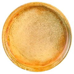 Svend Hammershøi for Kähler. Small, shallow dish. Glazed in yellow tones.