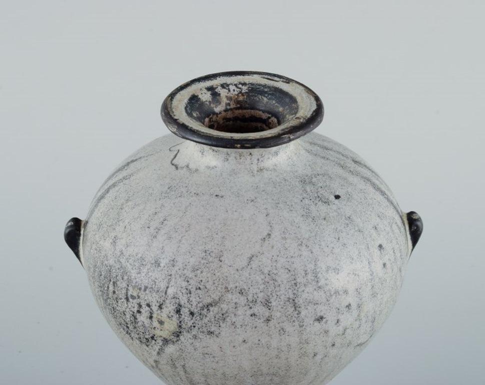 Glazed Svend Hammershøi for Kähler.  Stoneware vase with gray-black glaze, 1930s/40s
