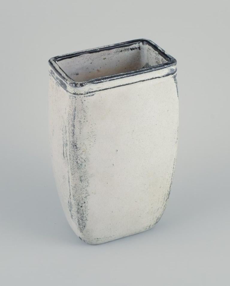 Danish Svend Hammershøi for Kähler.  Vase in glazed stoneware with gray-black glaze. For Sale