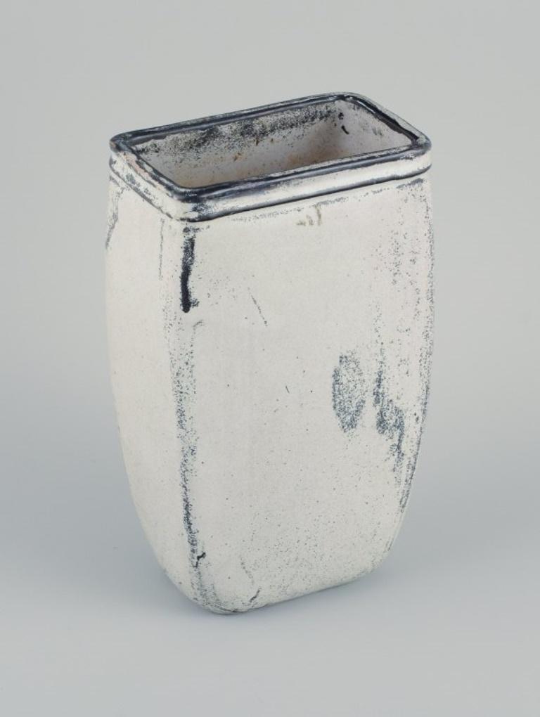 Glazed Svend Hammershøi for Kähler.  Vase in glazed stoneware with gray-black glaze. For Sale