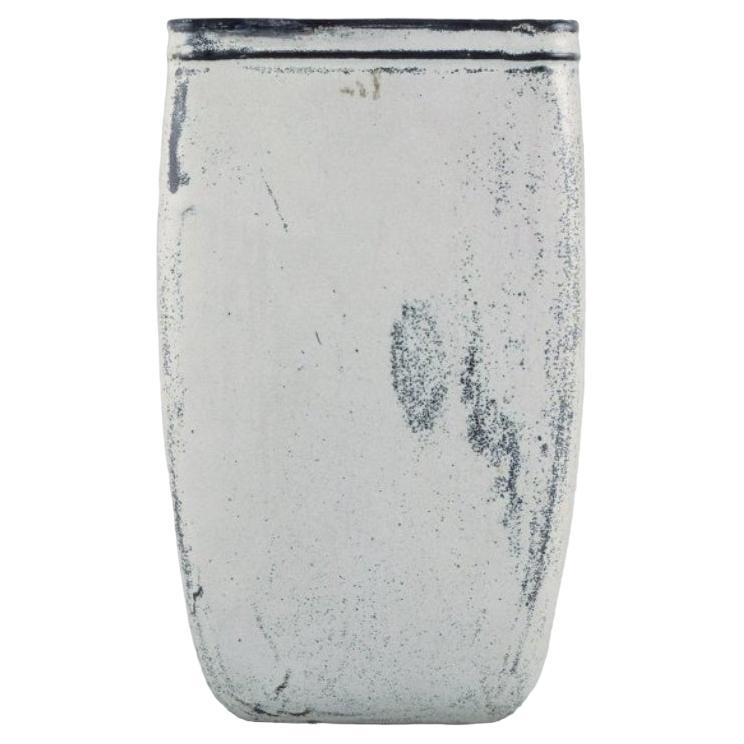 Svend Hammershøi for Kähler.  Vase in glazed stoneware with gray-black glaze. For Sale