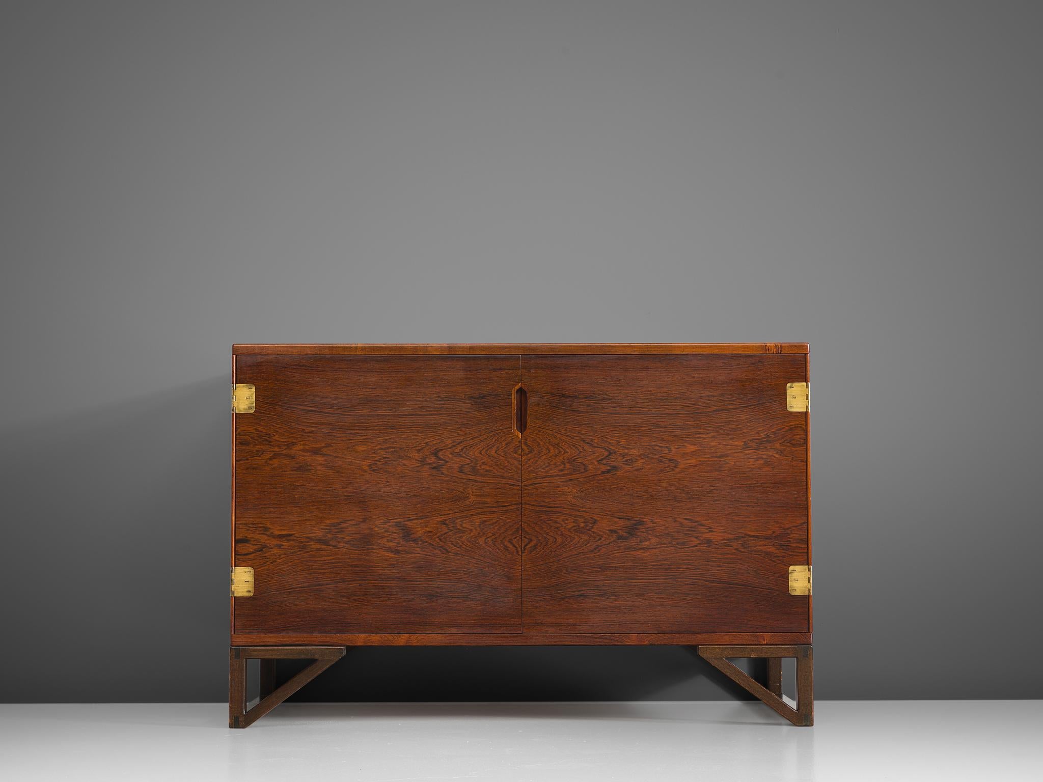 Mid-20th Century Svend Langkilde Brass and Rosewood Cabinet