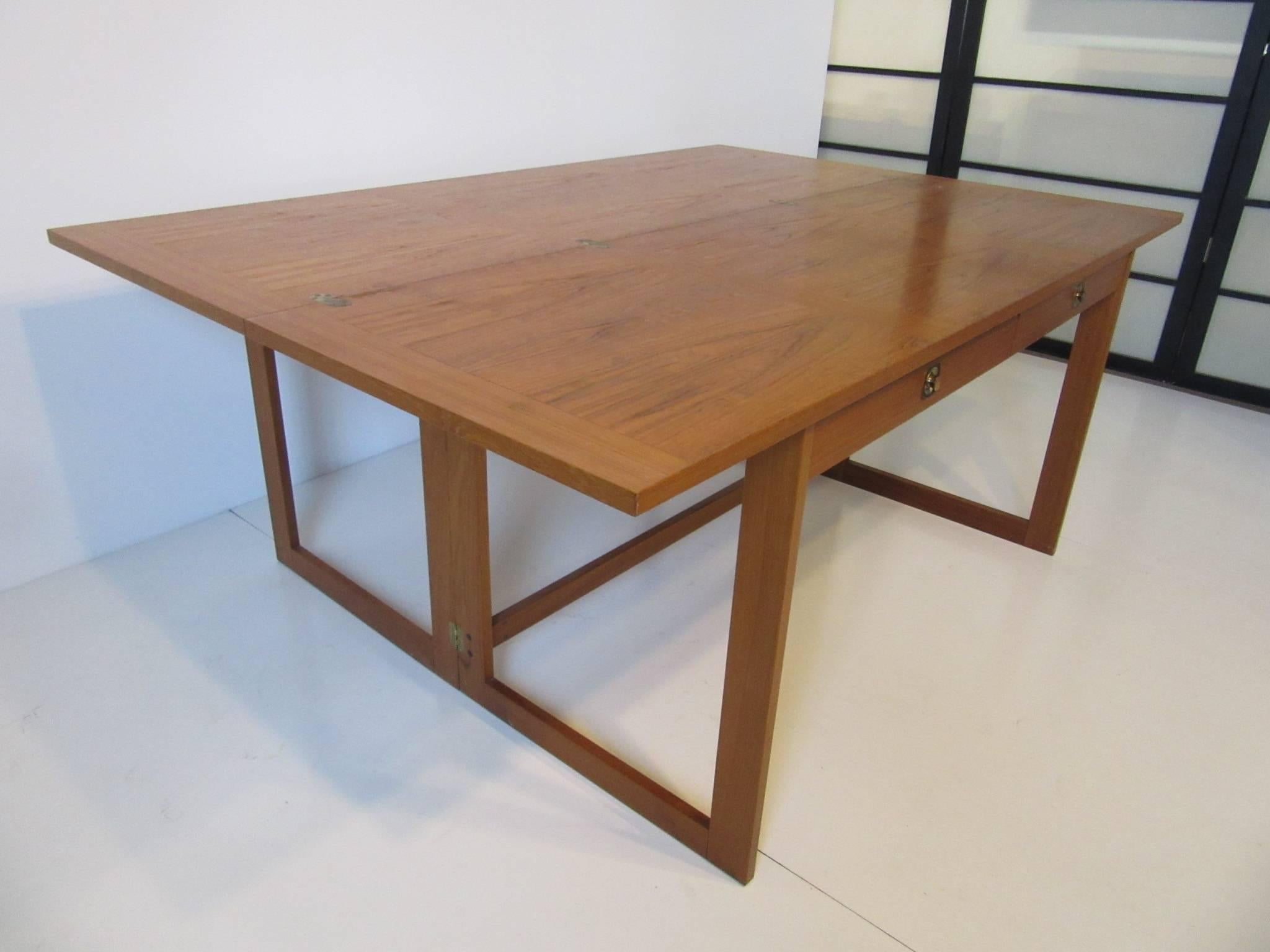 Mid-Century Modern Svend Langkilde Danish Teak Flip Top Desk or Dining Table or Work Table