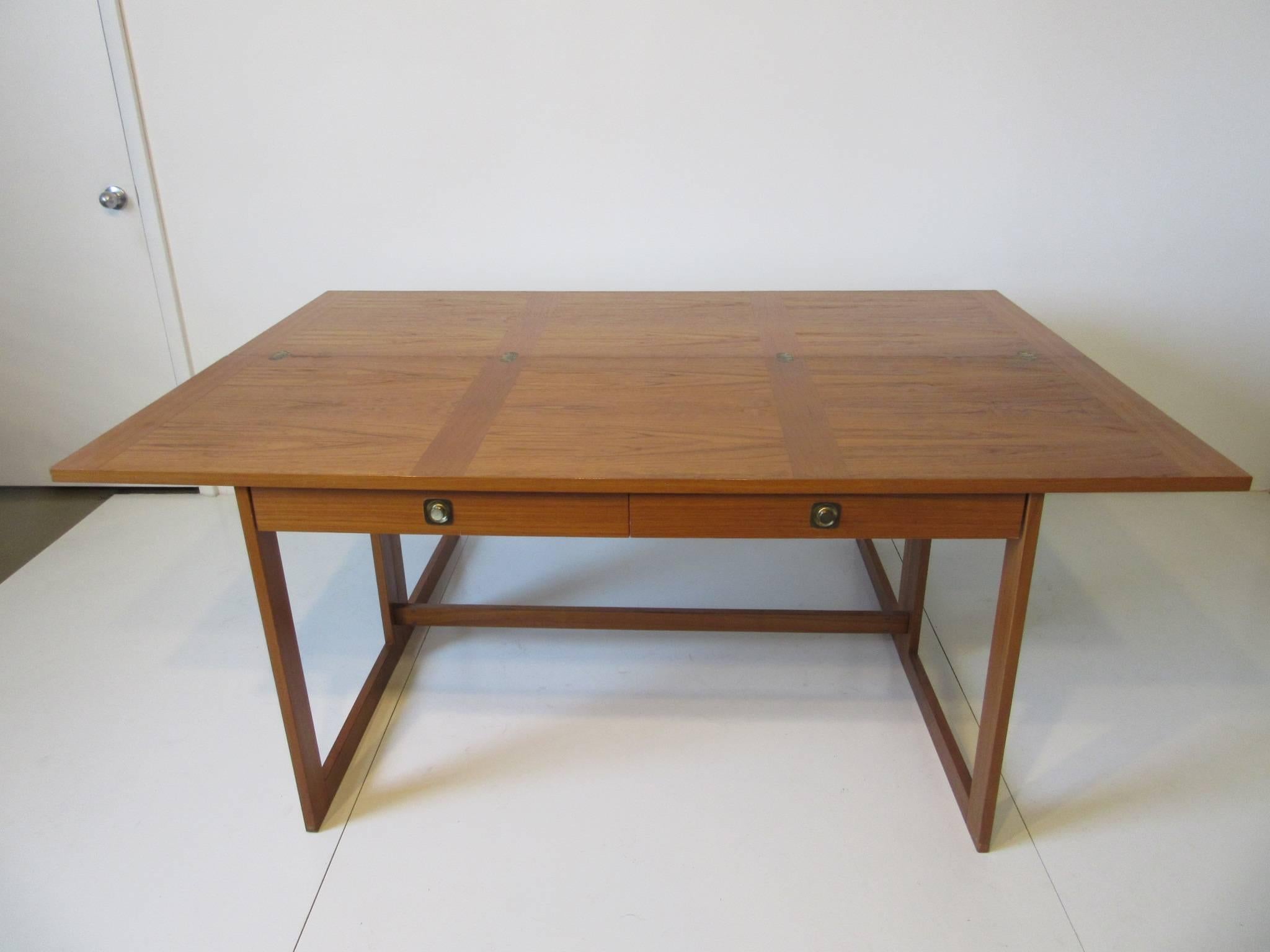 20th Century Svend Langkilde Danish Teak Flip Top Desk or Dining Table or Work Table