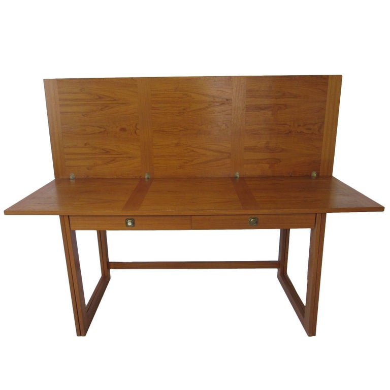 Svend Langkilde Danish Teak Flip Top Desk or Dining Table or Work Table at 1stDibs