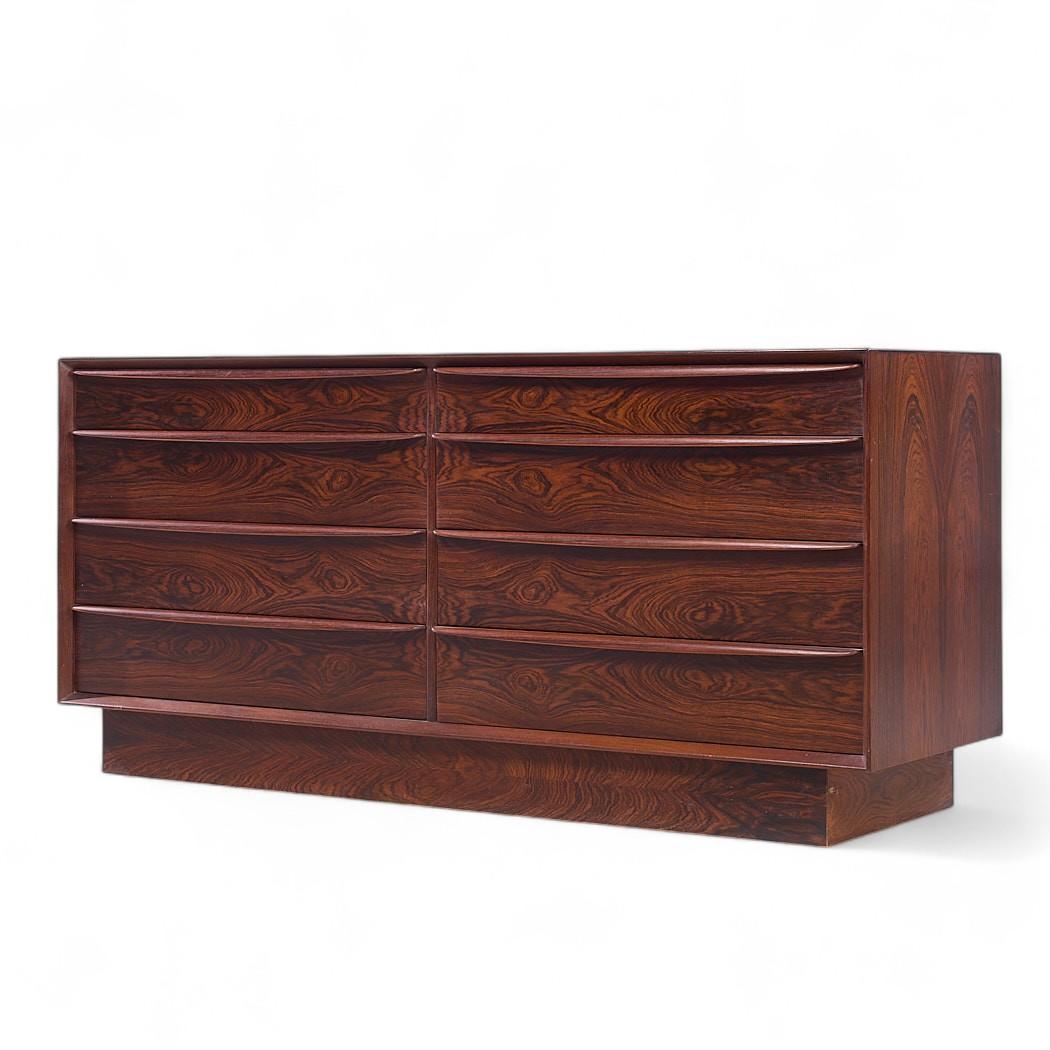 Mid-Century Modern Svend Larsen for Falster Mid Century Danish Rosewood 8-Drawer Dresser For Sale
