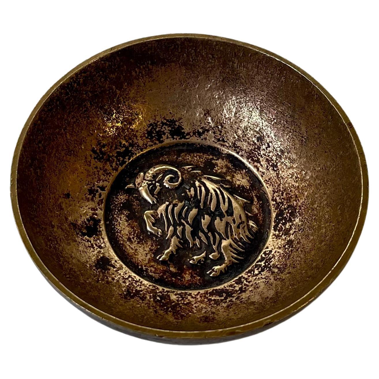 Svend Lindhart 'Aries' Zodiac Dish in Bronze For Sale