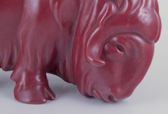 Svend Lindhart, Danish ceramicist, own workshop. Musk ox in ceramic.