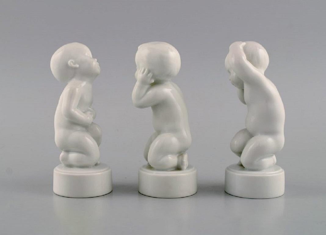 Porcelain Svend Lindhart for Bing & Grøndahl, Three Blanc De Chine Figures