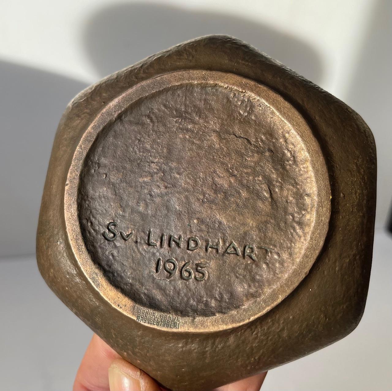 Danish Svend Lindhart 'Leda & The Swan' Gilt Bronze Dish For Sale