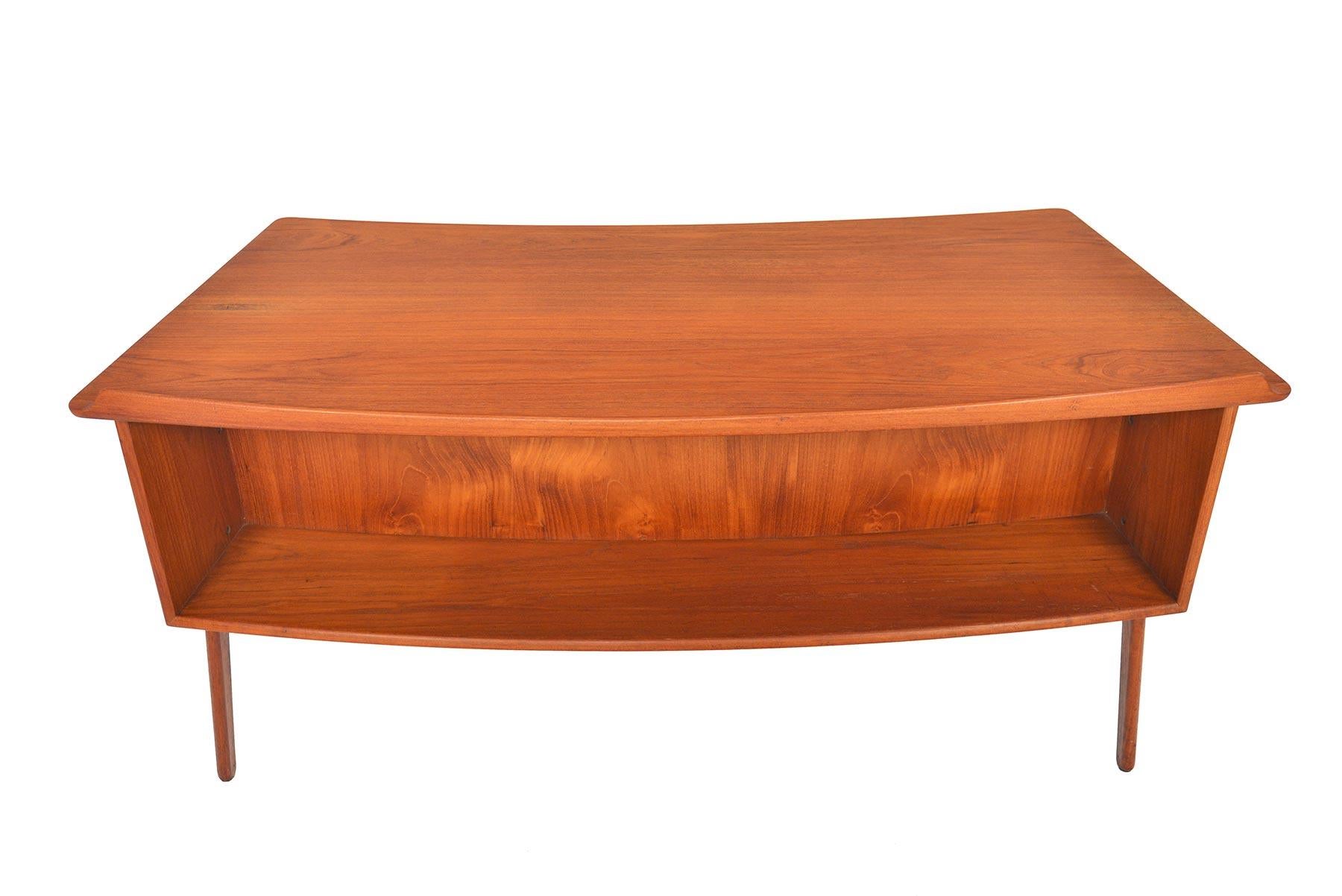 20th Century Svend Madsen Bow Edge Executive Desk in Teak