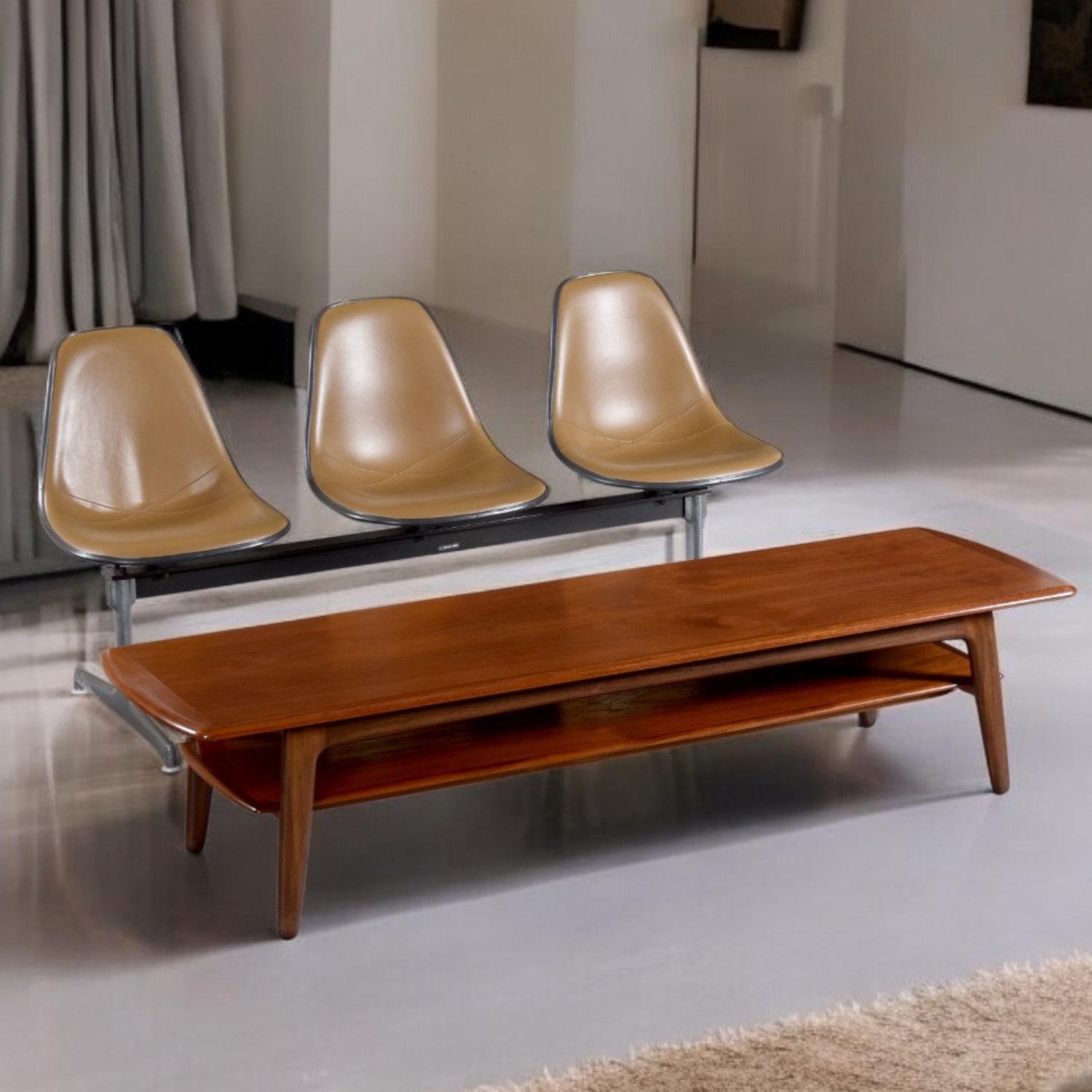 Scandinavian Modern Svend Madsen Danish Teak Coffee Table with Lower Shelf