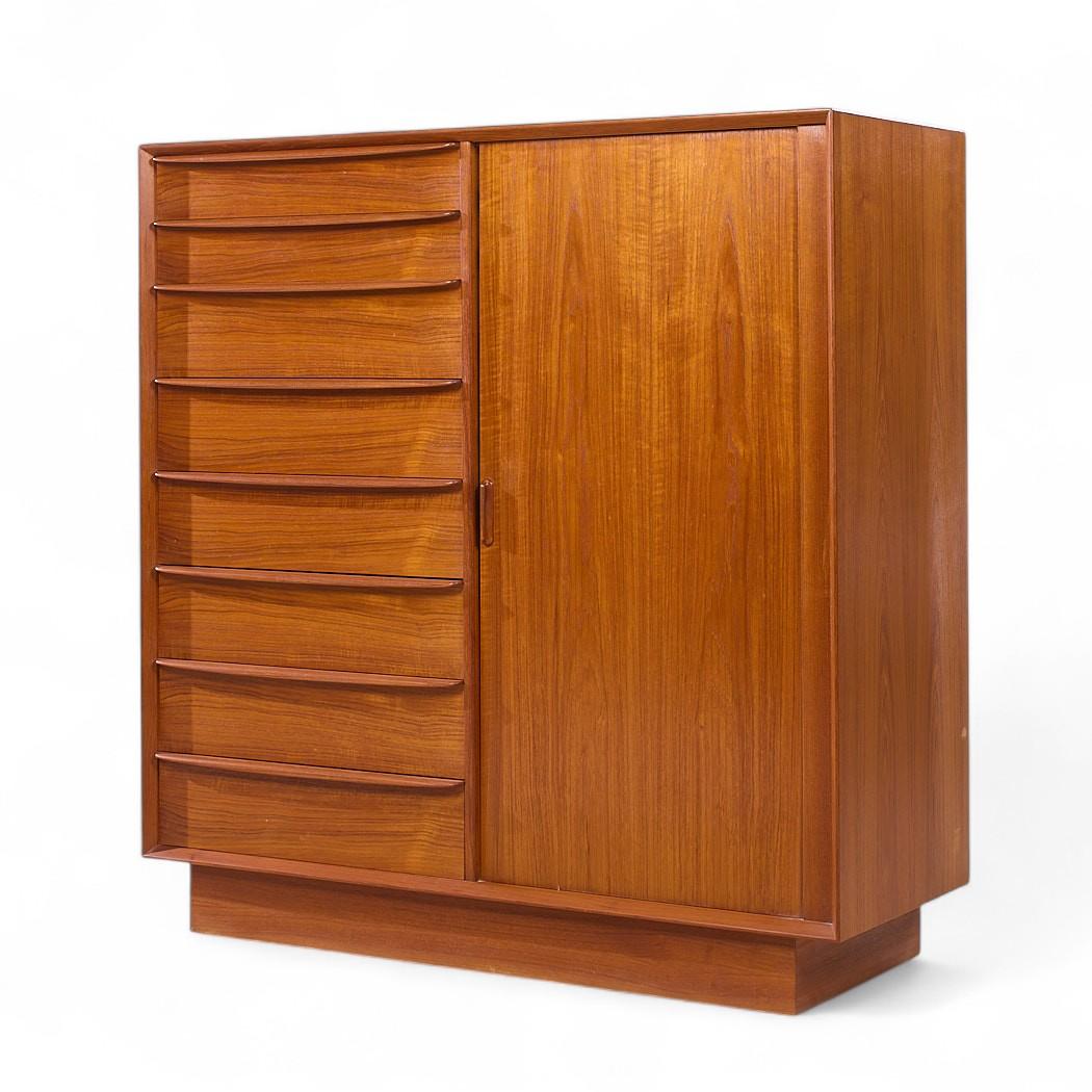 Mid-Century Modern Svend Madsen for Falster Mid Century Danish Teak Tambour Door Armoire Dresser en vente