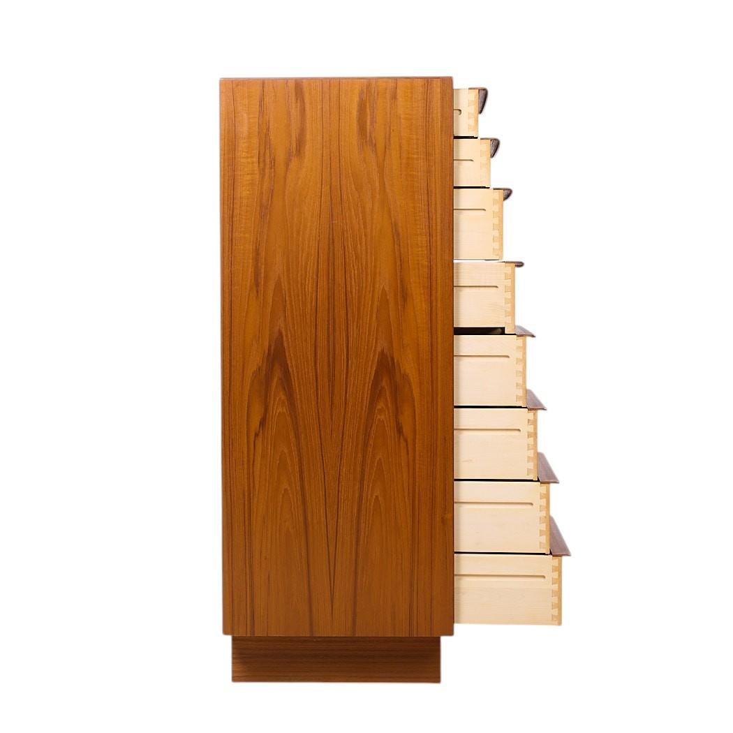 Danois Svend Madsen for Falster Mid Century Danish Teak Tambour Door Armoire Dresser en vente