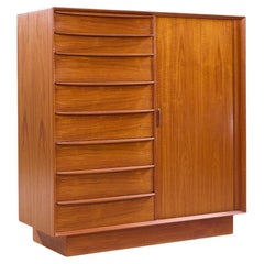 Svend Madsen for Falster Mid Century Danish Teak Tambour Door Armoire Dresser