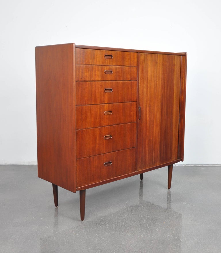 Svend Madsen for Falster Mobelfabrik Teak Highboy Dresser at 1stdibs