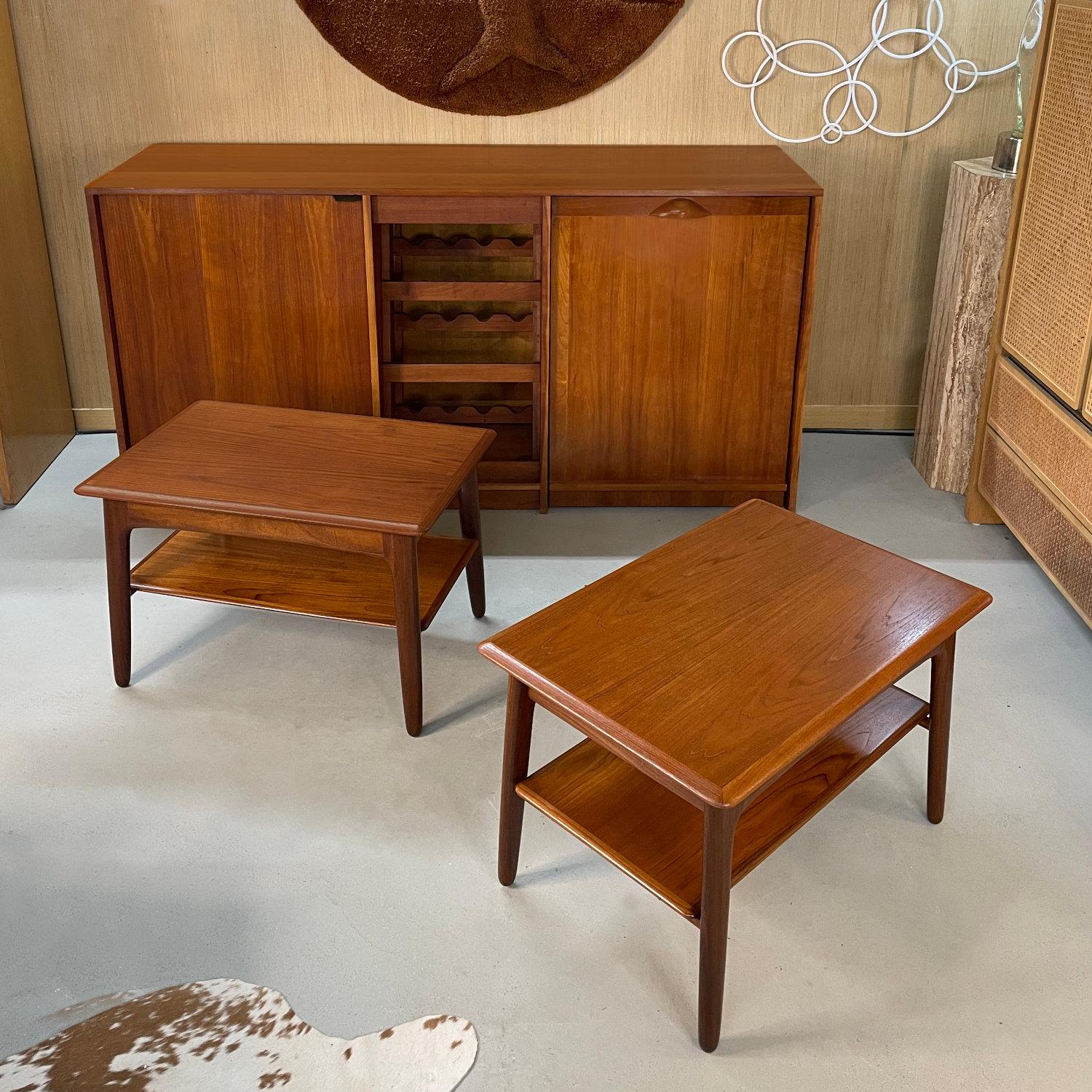 Scandinavian Modern Svend Madsen for Karl Lindegaard Danish Teak End Tables Set For Sale