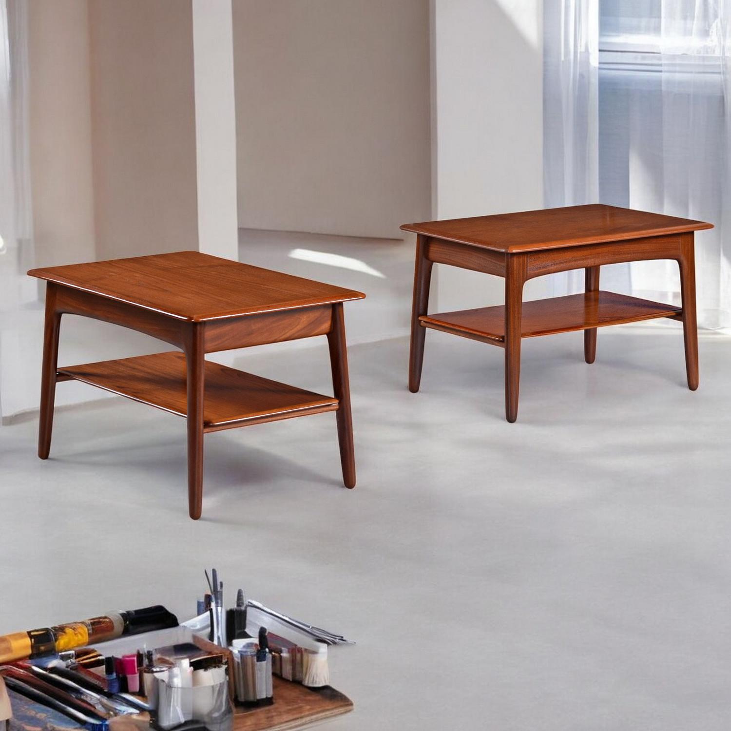 Svend Madsen for Karl Lindegaard Danish Teak End Tables Set For Sale 1
