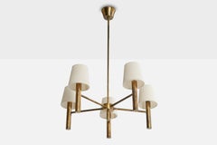 Svend Mejlstrøm, Chandelier, Brass, Fabric, Denmark, 1960s