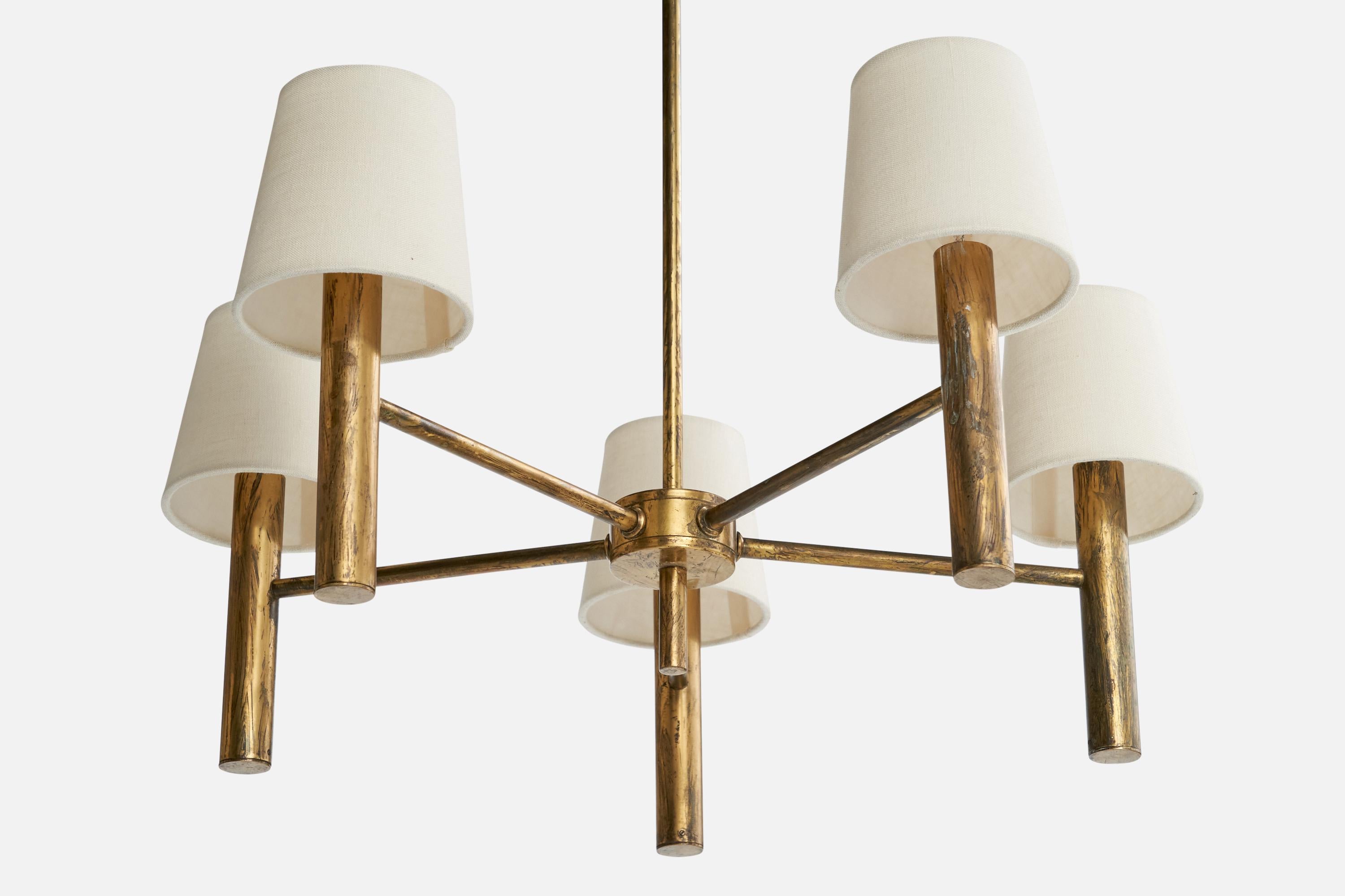 Metà XX secolo Svend Mejlstrøm, Lampadario, Ottone, Fabrice, Danimarca, anni '60 in vendita