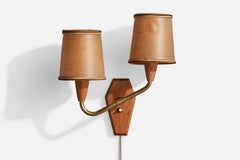 Svend Mejlstrøm, Wall Light, Brass, Teak, Paper, Denmark, 1960s