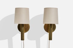 Svend Mejlstrøm, Wall Lights, laiton, tissu, Danemark, années 1950