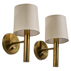 Svend Mejlstrøm, Wall Lights, laiton, tissu, Danemark, années 1950