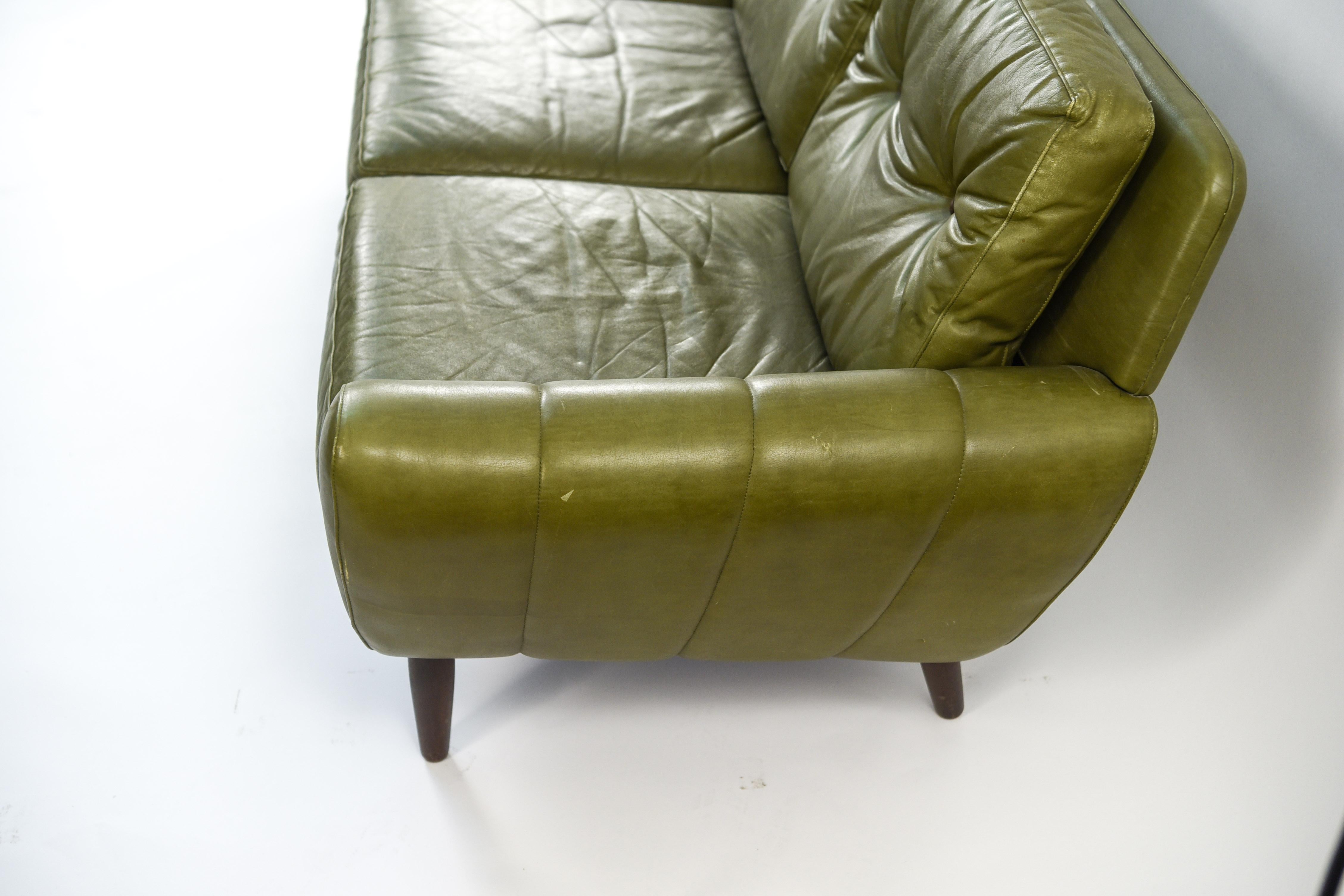 danish mid century leather sofa