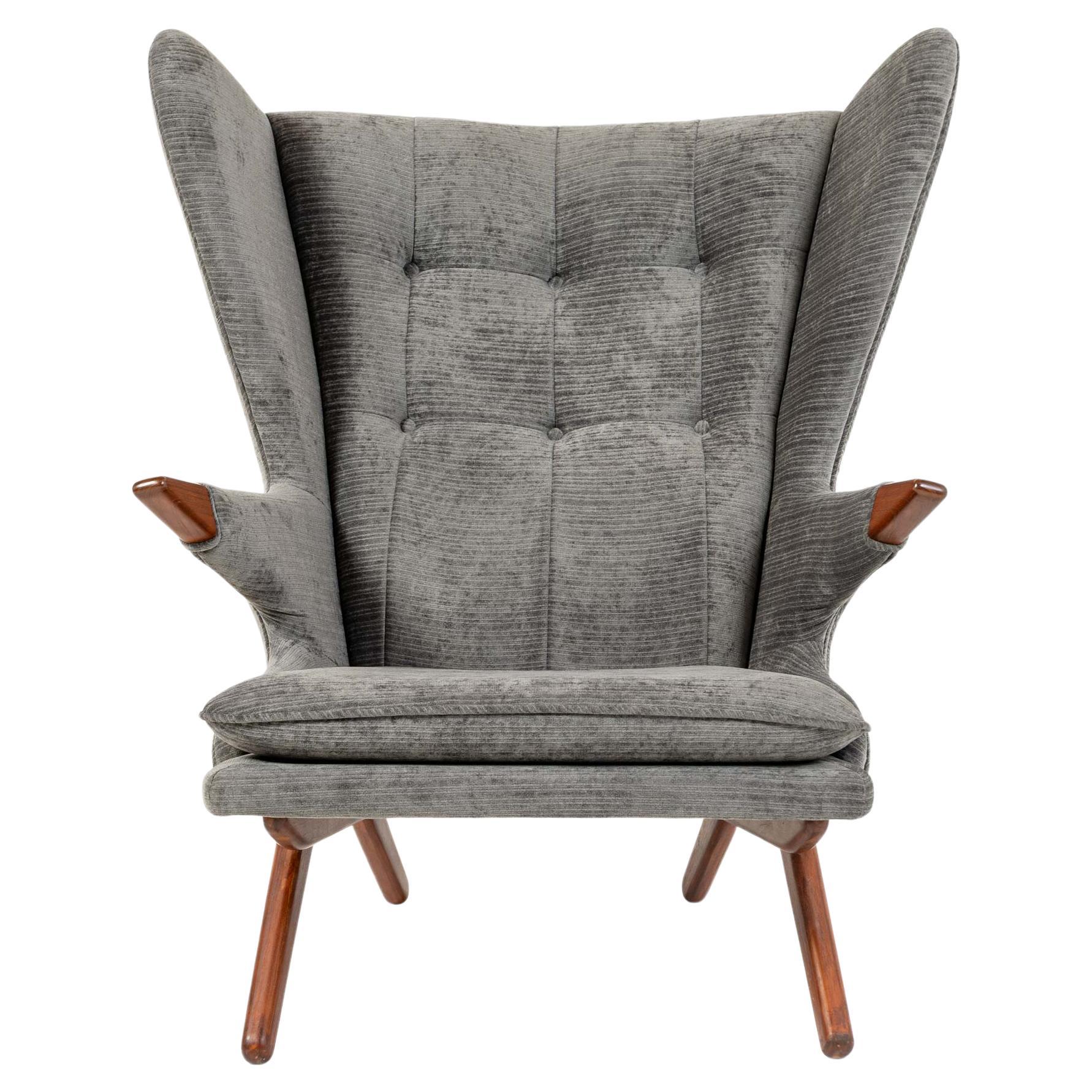 Svend Skipper for Skippers Møbler Model 91 Easy Chair in Grey Stripe Velvet
