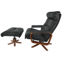 Svend Skipper for Skippers Mobler Reclining Armchair and Ottoman in Teak