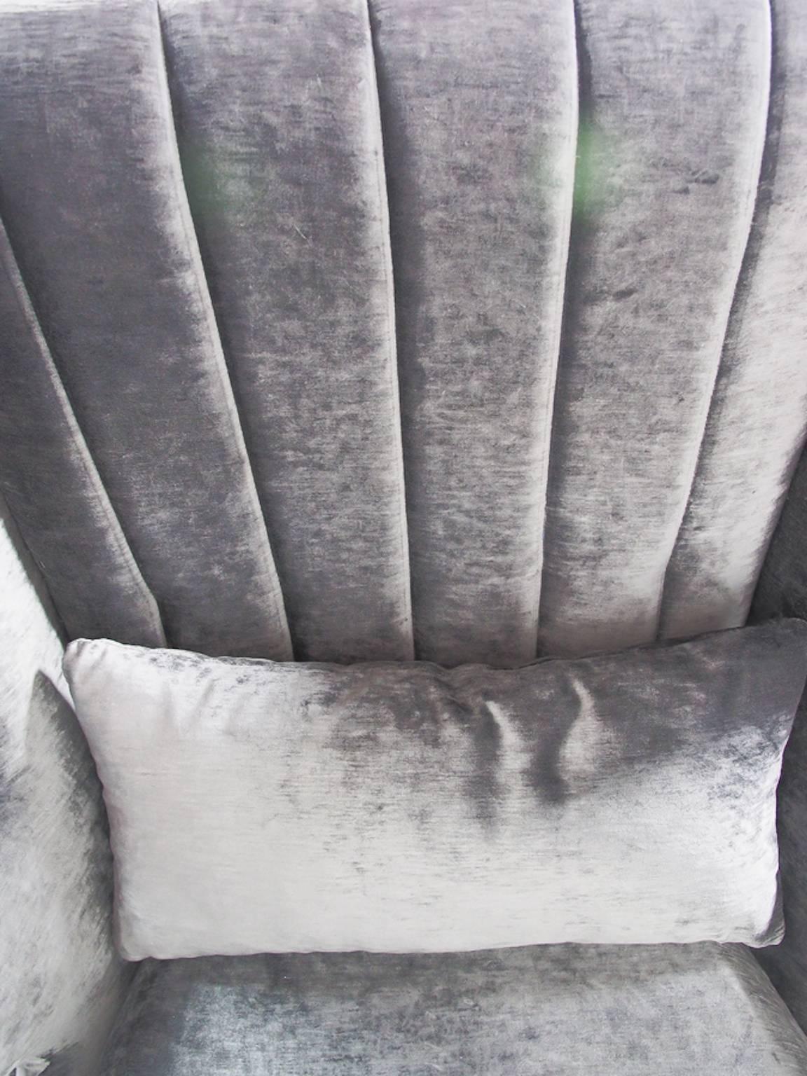 Scandinavian Modern Grey Lounge Chair with Teak Armrests by Svend Skipper 2