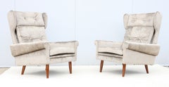Svend Skipper High Back Lounge Chairs In Barbara Barry Couture Fabric