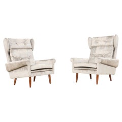 Svend Skipper High Back Lounge Chairs In Barbara Barry Couture Fabric