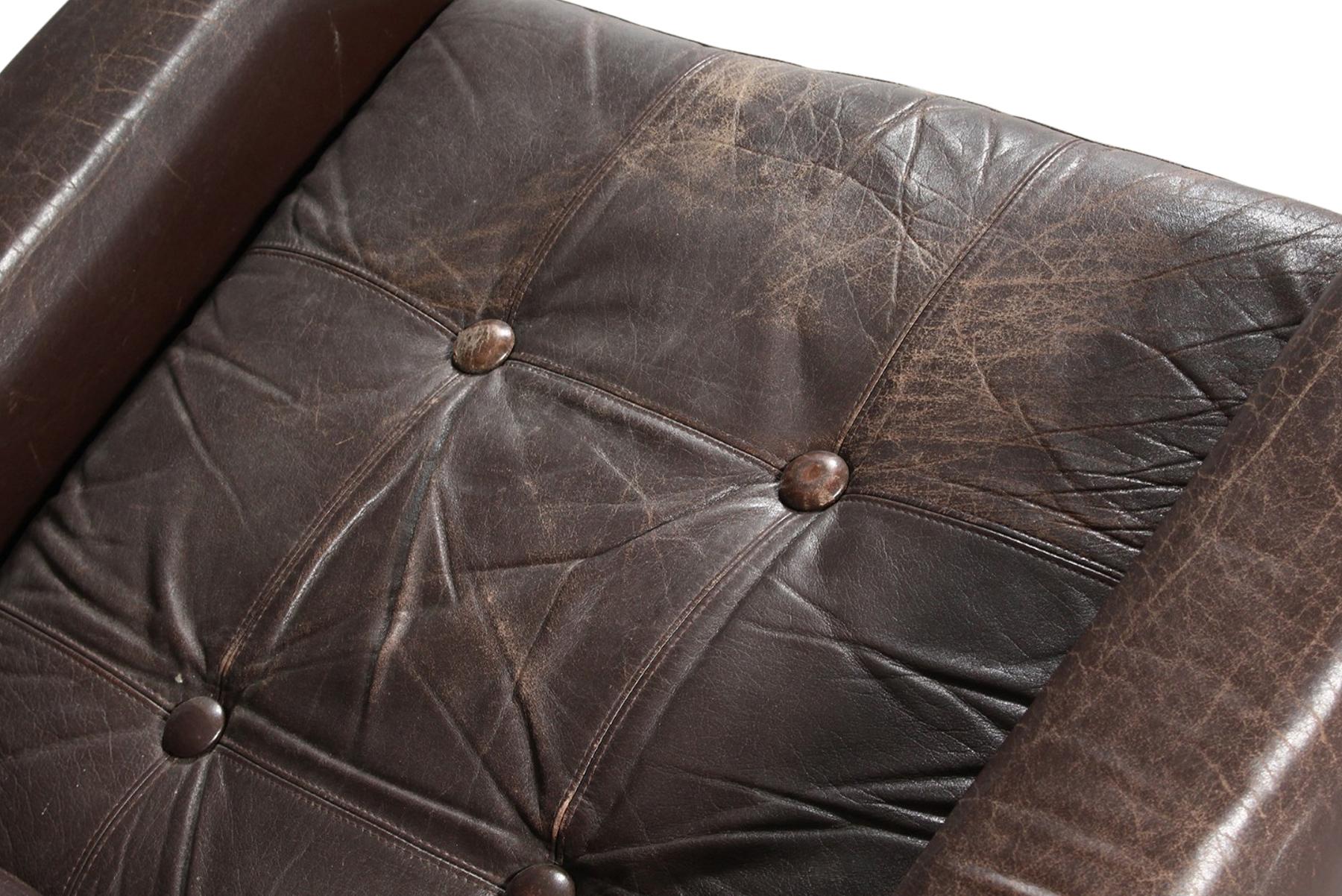 Sillón alto Svend Skipper de piel marrón patinada en Excelente estado para la venta en Berkeley, CA