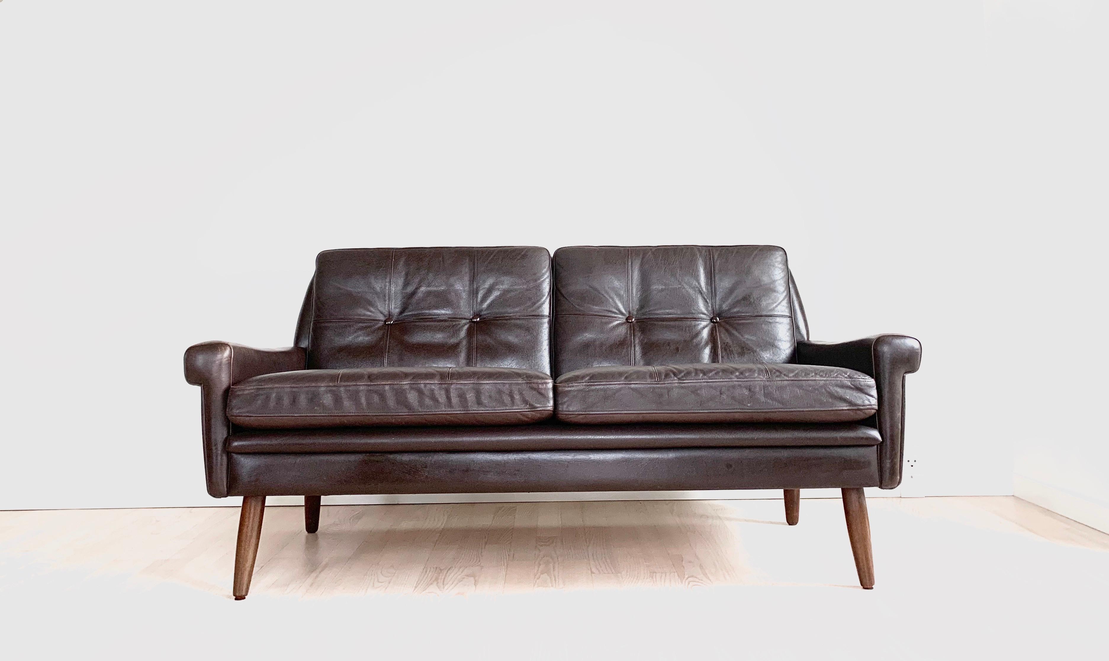 Leather Svend Skipper Lounge Sofa, Denmark, 1960s