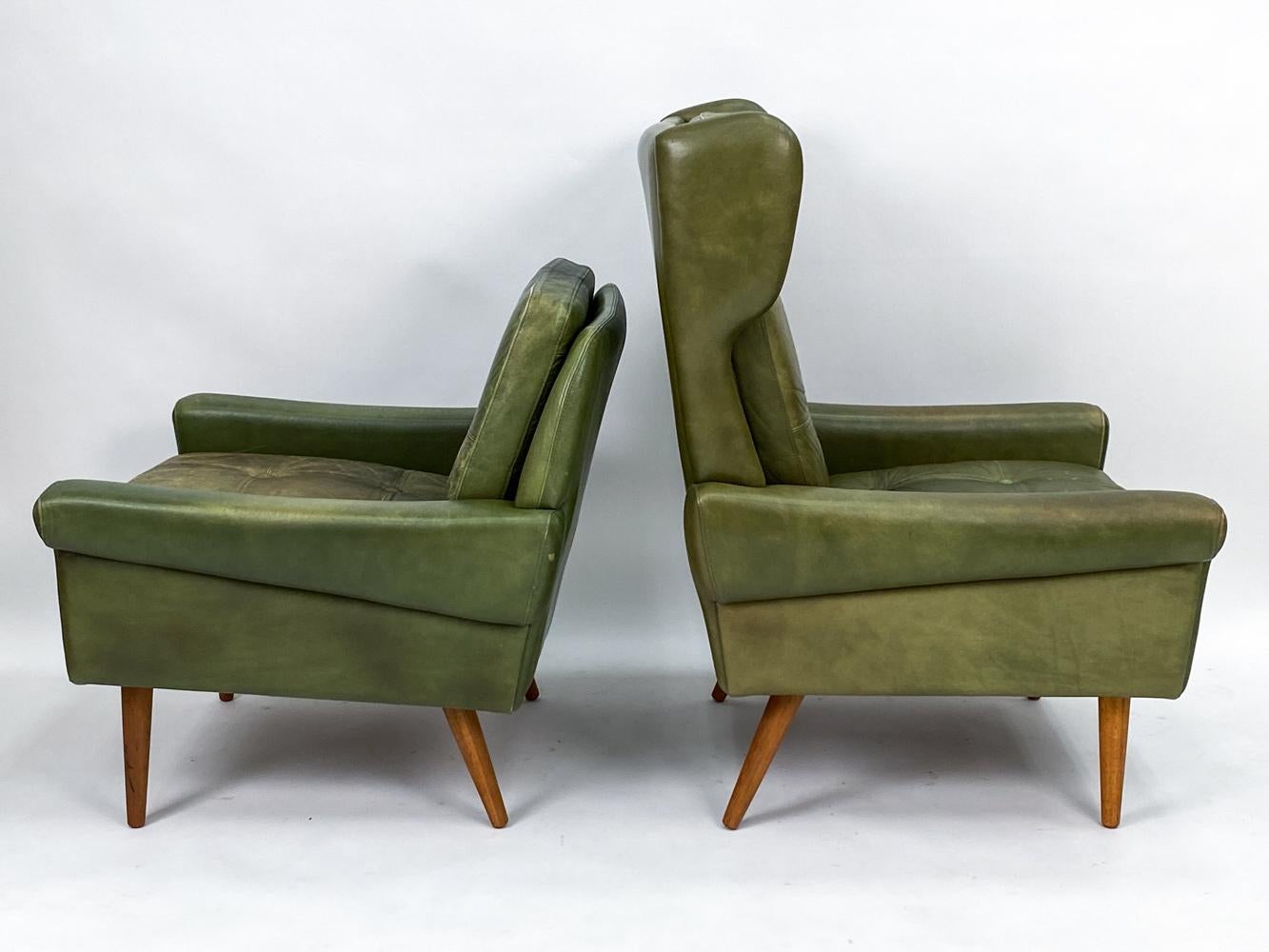 Svend Skipper Mid-Century Olive Green Leather Seating Suite 5