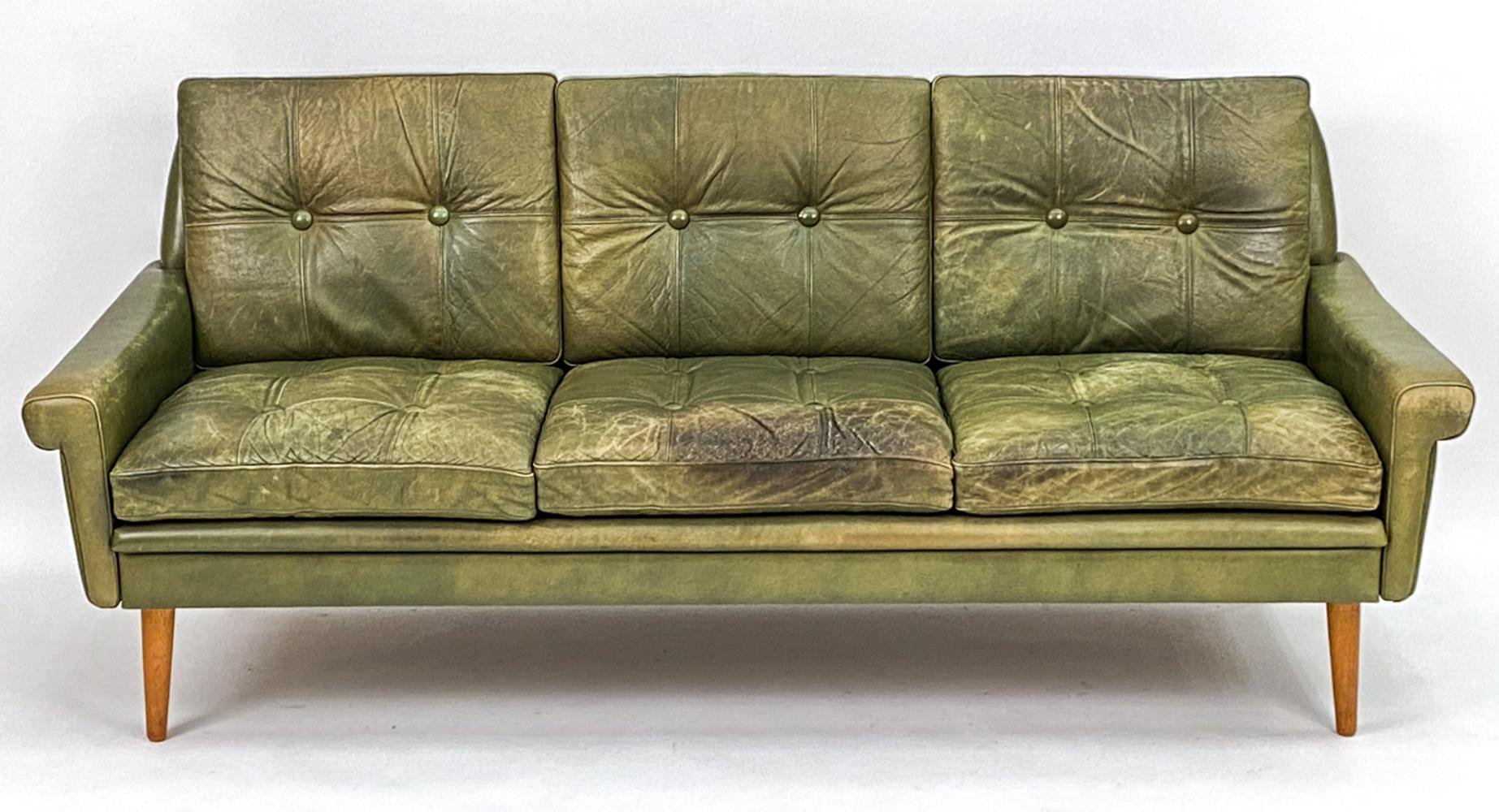 Svend Skipper Mid-Century Olive Green Leather Seating Suite 6