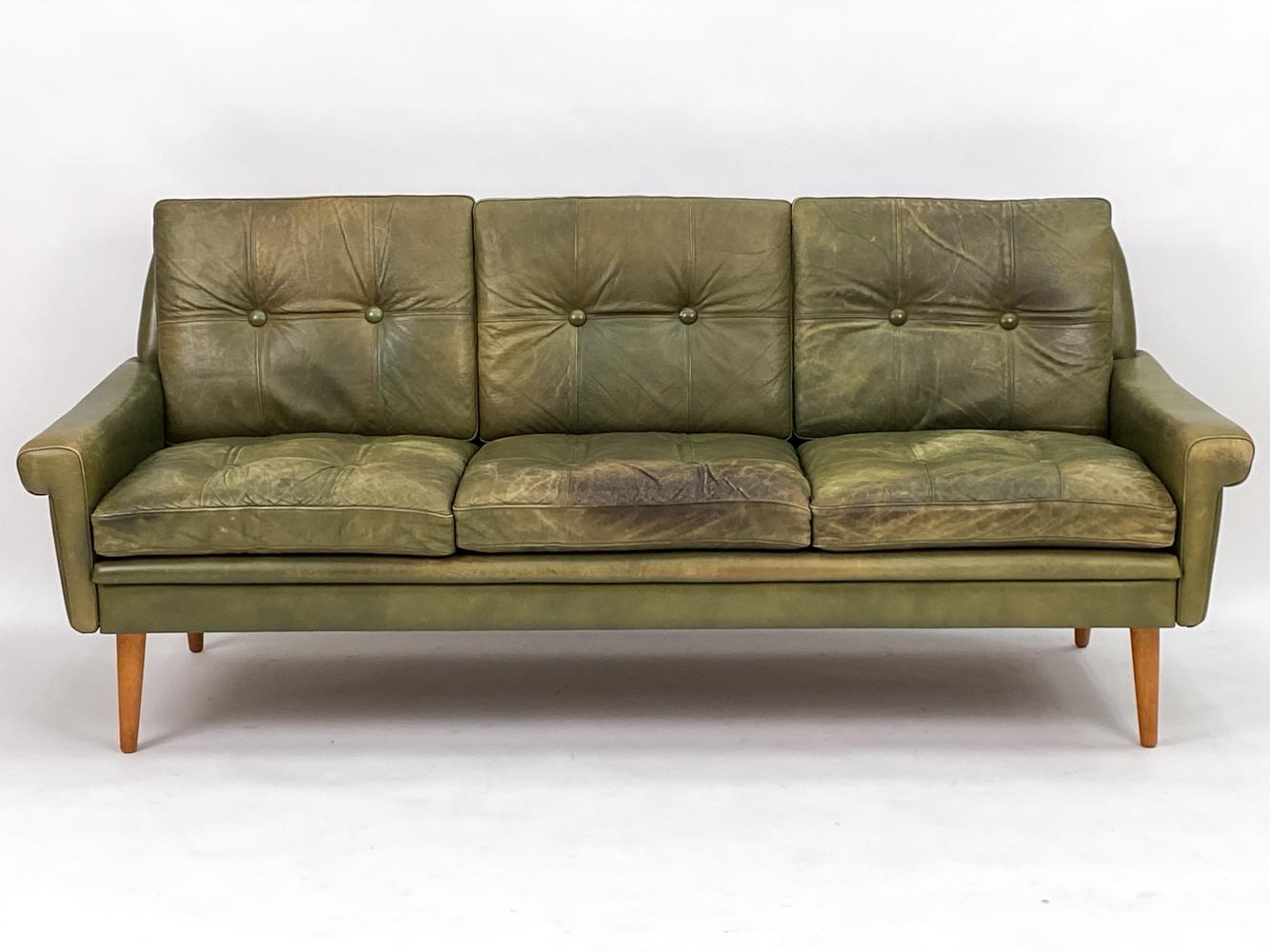 Svend Skipper Mid-Century Olive Green Leather Seating Suite 7