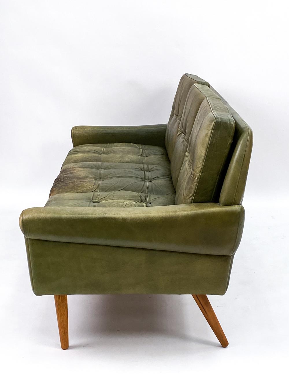 Svend Skipper Mid-Century Olive Green Leather Seating Suite 12