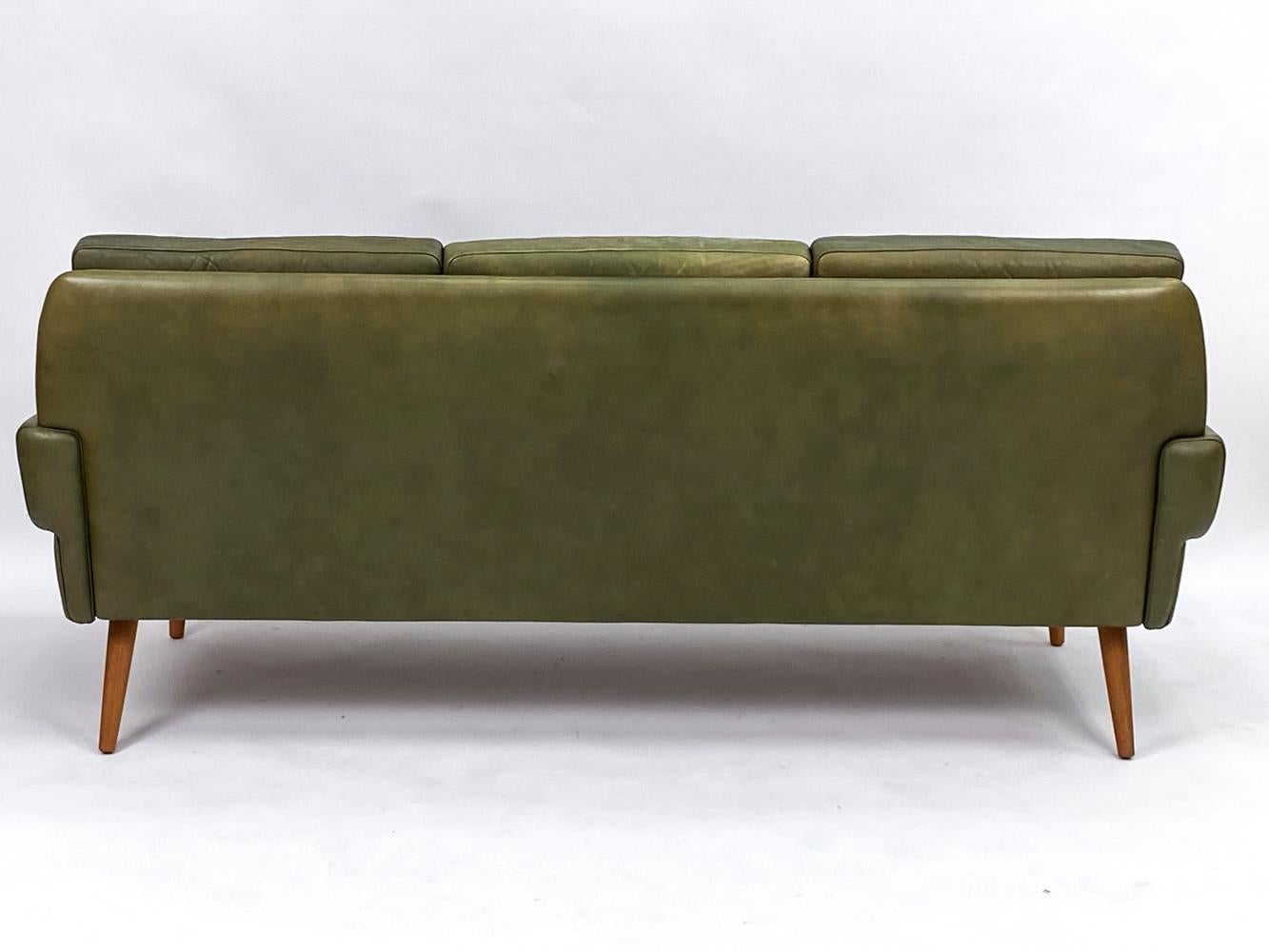 Svend Skipper Mid-Century Olive Green Leather Seating Suite 13