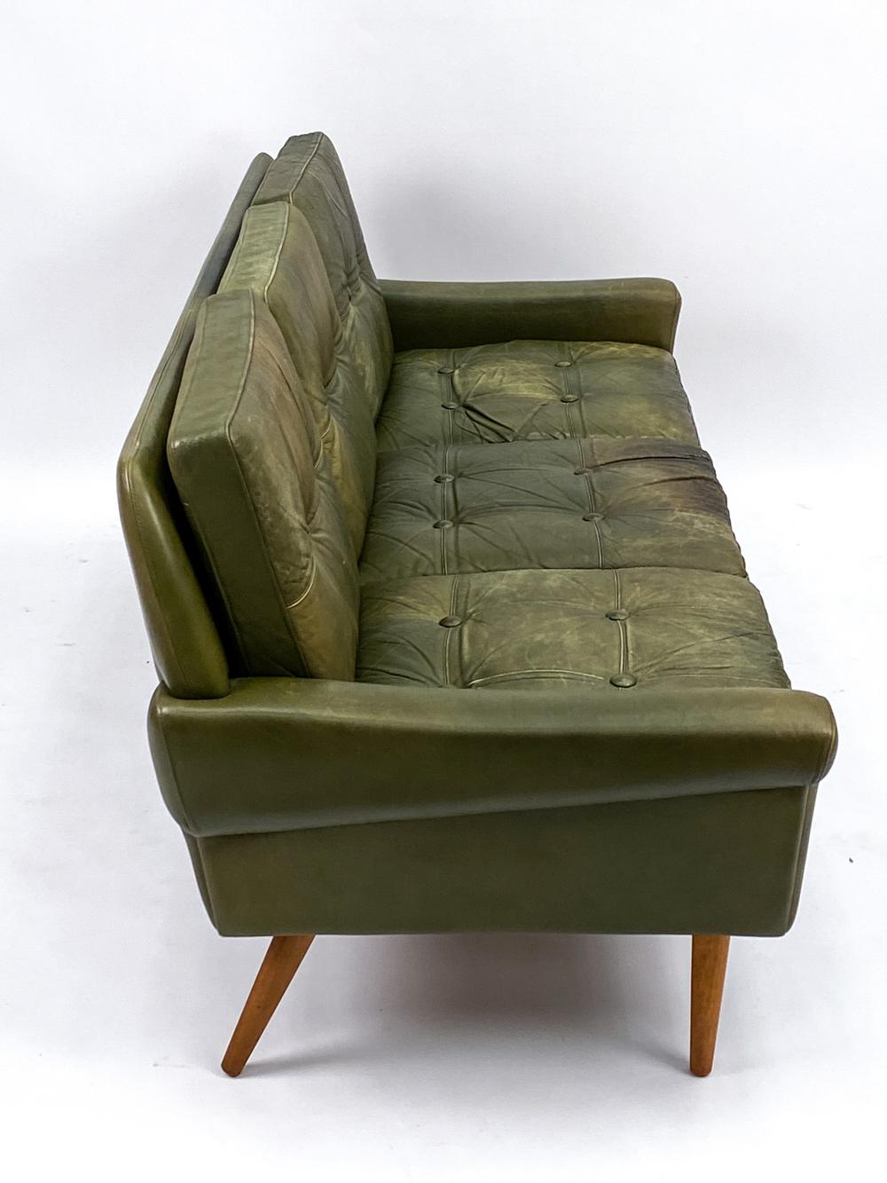 Svend Skipper Mid-Century Olive Green Leather Seating Suite 14