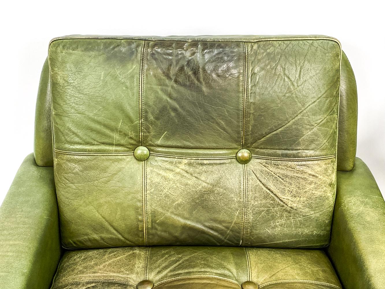 Danish Svend Skipper Mid-Century Olive Green Leather Seating Suite