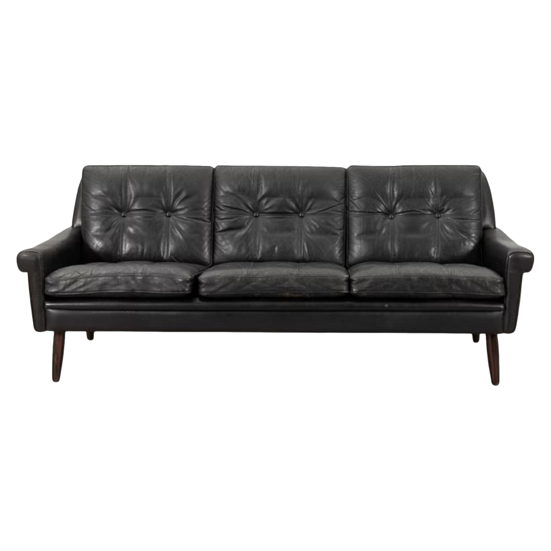 Svend Skipper Divano a tre posti in pelle nera in vendita
