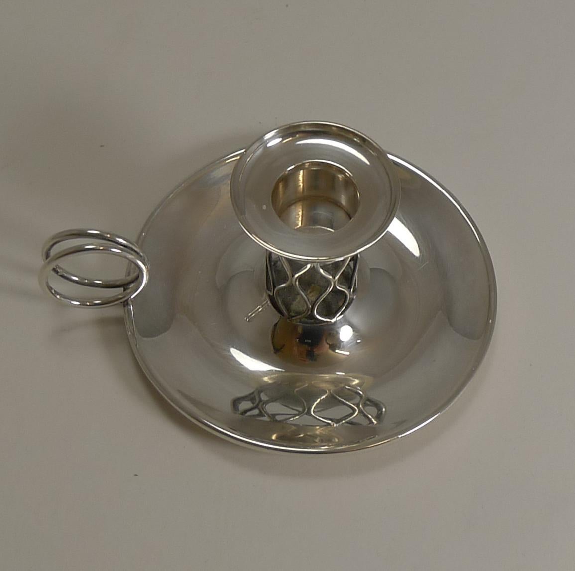 Svend Weihrauch - F. Hingelberg. Sterling Silver Chamberstick In Excellent Condition In Bath, GB