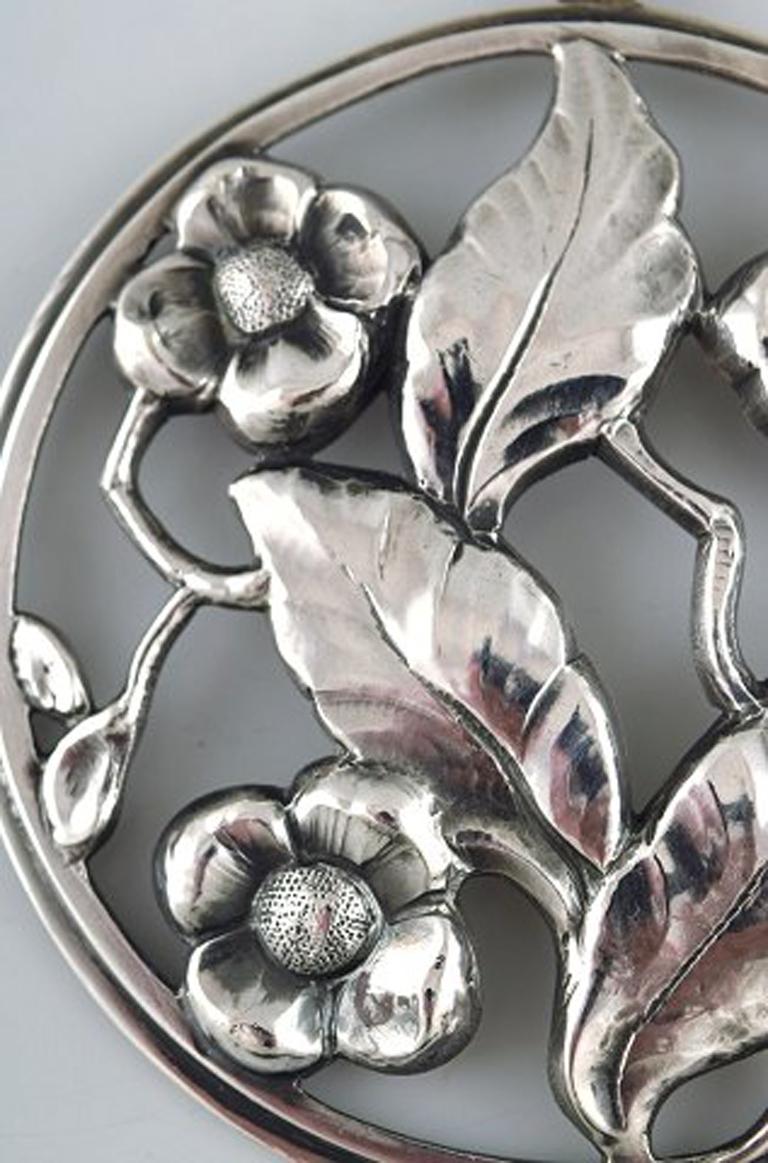 Art Nouveau Svend Weihrauch for Franz Hingelberg, Aarhus, Sterling Silver Large Pendant For Sale