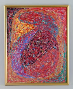 Svens Aage Krogstrup (1911) Danish artist. Abstract composition. Oil on plate.