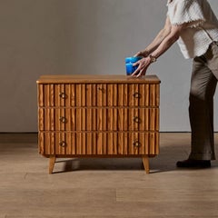 Svensk Fur Dresser by Goran Malmvall, 1940s Swedish Pine & Brass