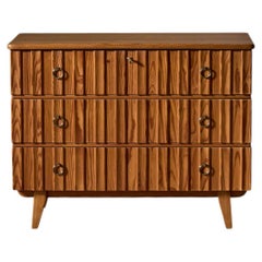 Svensk Fur Dresser by Goran Malmvall, 1940s Swedish Pine & Brass