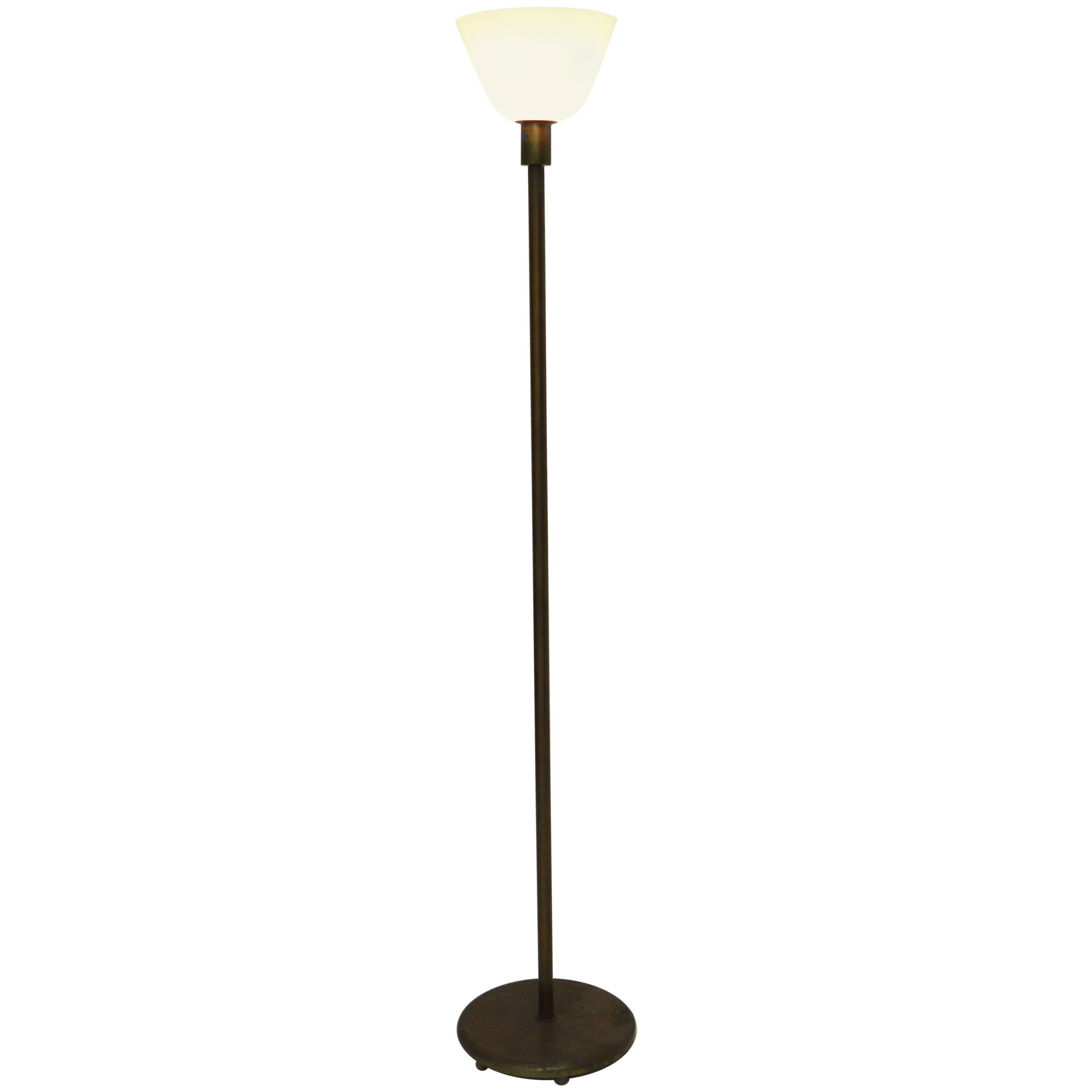 Svenskt Tenn Brass and Glass Uplight Floor Lamp For Sale