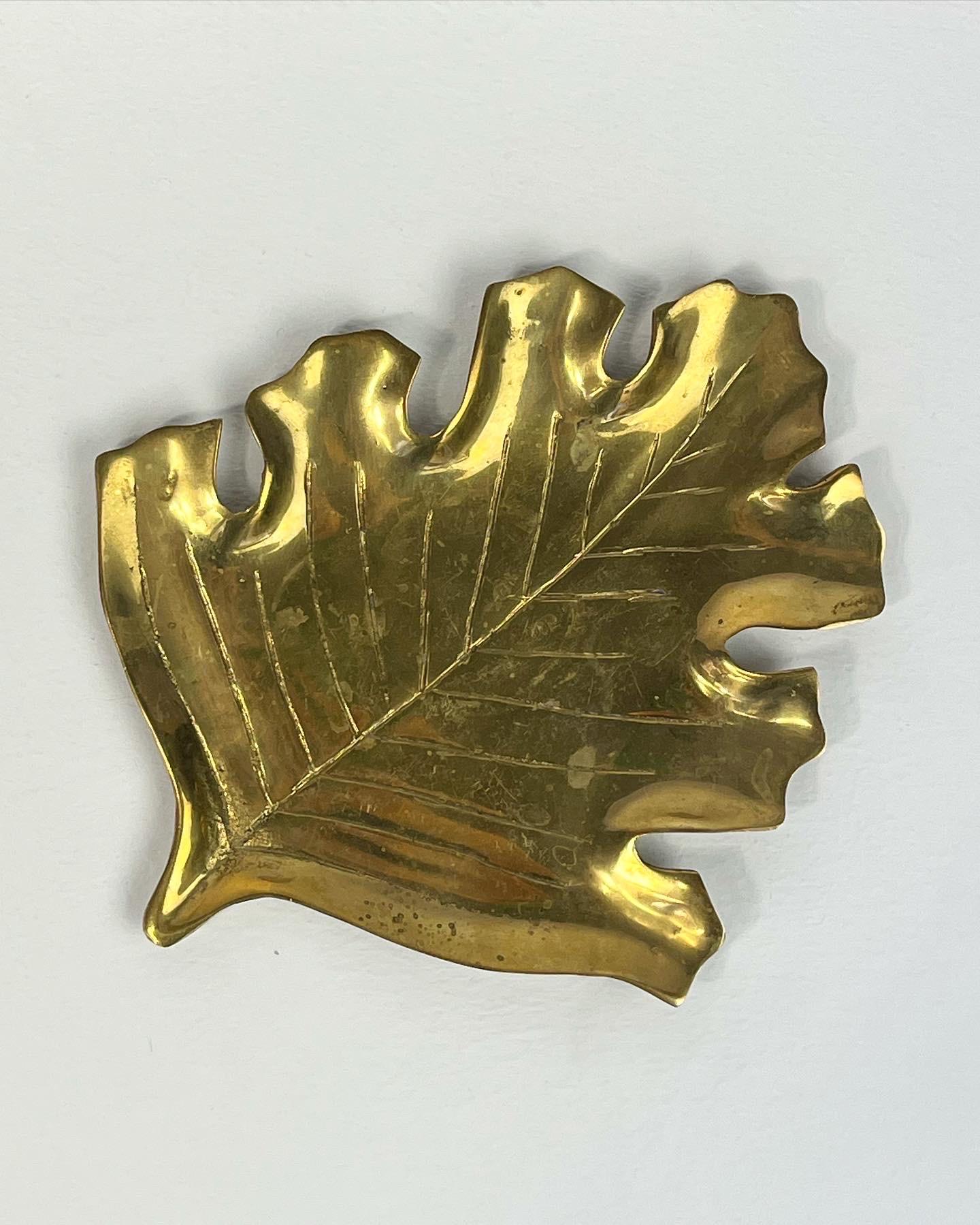 Hand-Crafted Svenskt Tenn Brass Leaf Dish Catchall Swedish Modern Brass Plate 1936